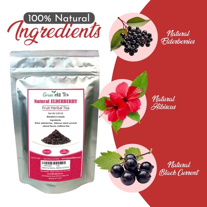 Green Hill Tea Elderberry Herbal Tea - Fruit Herbal Tea