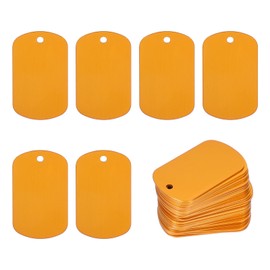 PATIKIL Metal Stamping Blanks Tags 2", 55 Pcs Anodized Aluminum Blank Dog Tags Rectangle Laser Engraving Blanks ID Name Tag with Hole for Pet Craft DIY Decorative, Gold