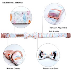 Lionheart glory Easter Dog Collar with Bow Tie Carrot Print Dog Collar Girl or Boy Soft Durable Adjustable Puppy Gift Collar Bows Spring Collar Dog Bow