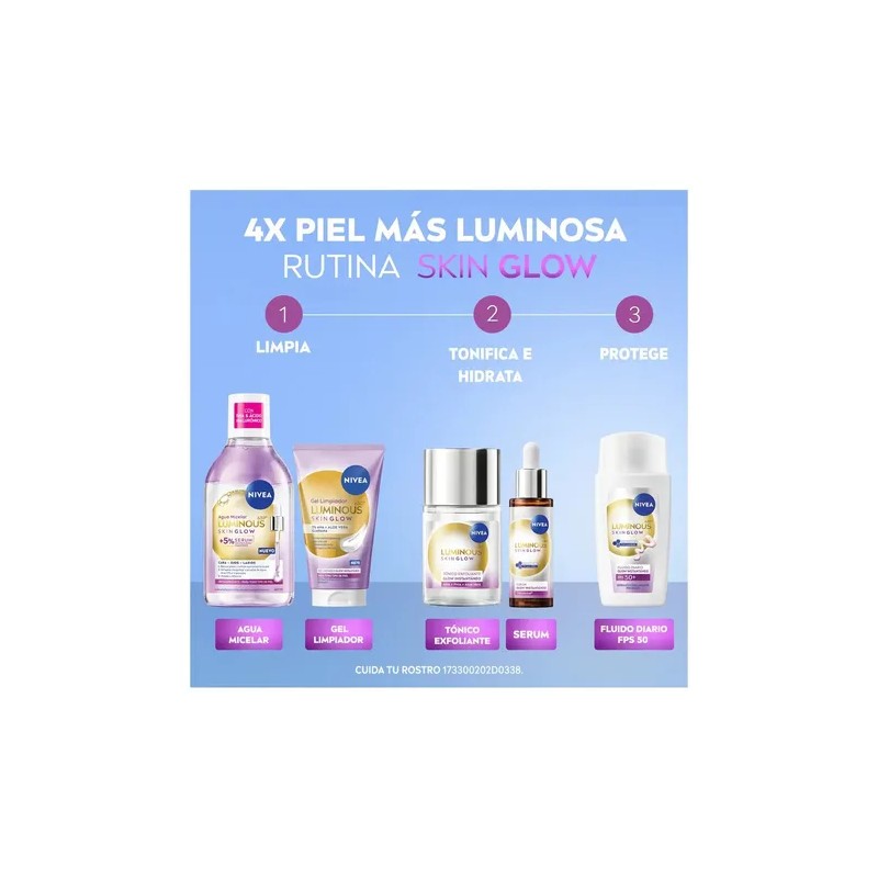 Agua Micelar Desmaquilla Nivea Luminous 630 Skin Glow 400ml