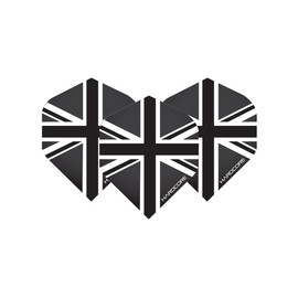 RED DRAGON Hardcore XT Black Union Jack Extra Thick Standard Dart Flights - 5 sets Per Pack (15 Dart Flights in total)