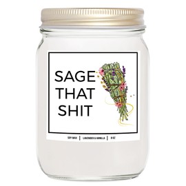 You Nique Designs Spiritual Cleansing Sage Candle - 8oz Scented Jar Candles, Gifts for People Who Meditate - Spiritual, Meditation Candle, Fun Candles for Home Décor (Mahogany Teakwood)