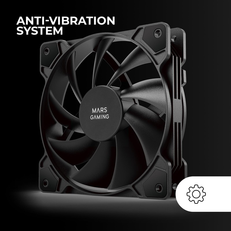 Mars Gaming MF-PWMX2 Black, 2 Fans 120 mm, Whisper Quiet