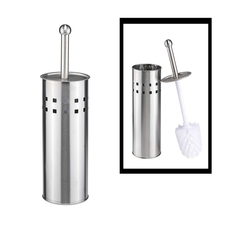 Bambelaa! Toilet Brush with Holder Toilet Brush Holder Stainless Steel