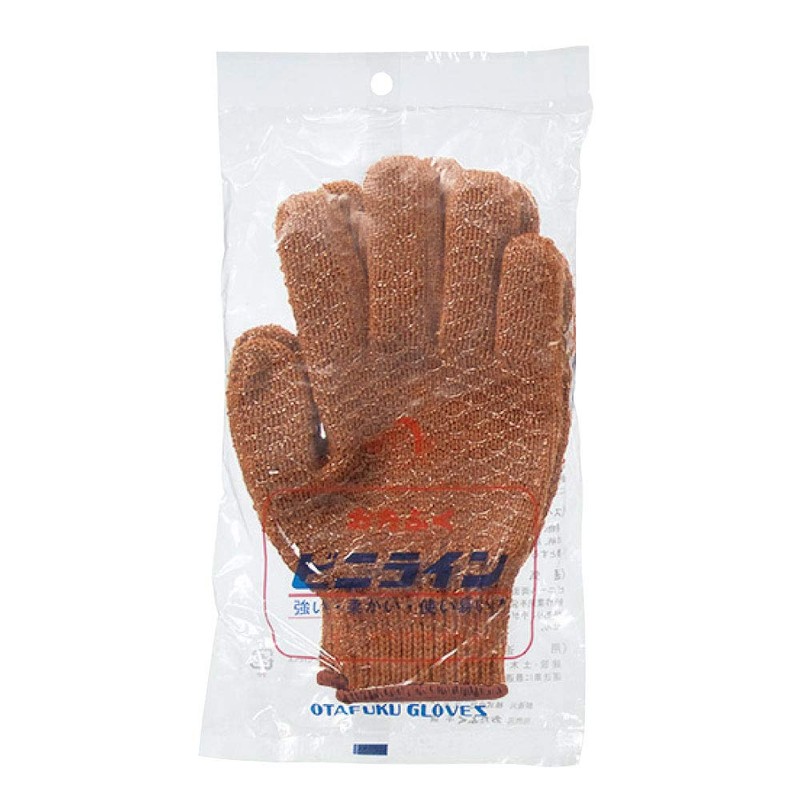 Otafuku Gloves, Light Work Gloves, Vinyl Line, One Size, Brown,