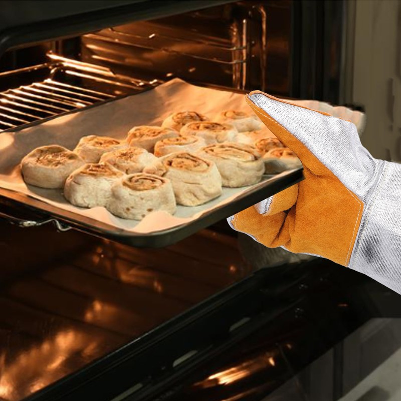 1 Pair Cowhide Welding Gloves Heat Resistant Fireproof Hard Wearing
