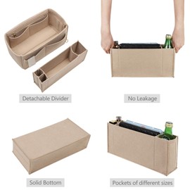 Purse Organizer Insert, Felt Purse Organizer with Zipper and Sewn Bottom Insert, Fit Speedy Neverfull Graceful,6 Sizes (Slender Medium, Beige)