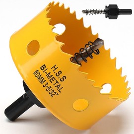 80 mm Hole Saw, Bi-Metal Circular Saw for Wood, HSS Hole Drill Bit with 35 mm Cutting Depth for Plastic, Plasterboard, Dunes Metal Panels