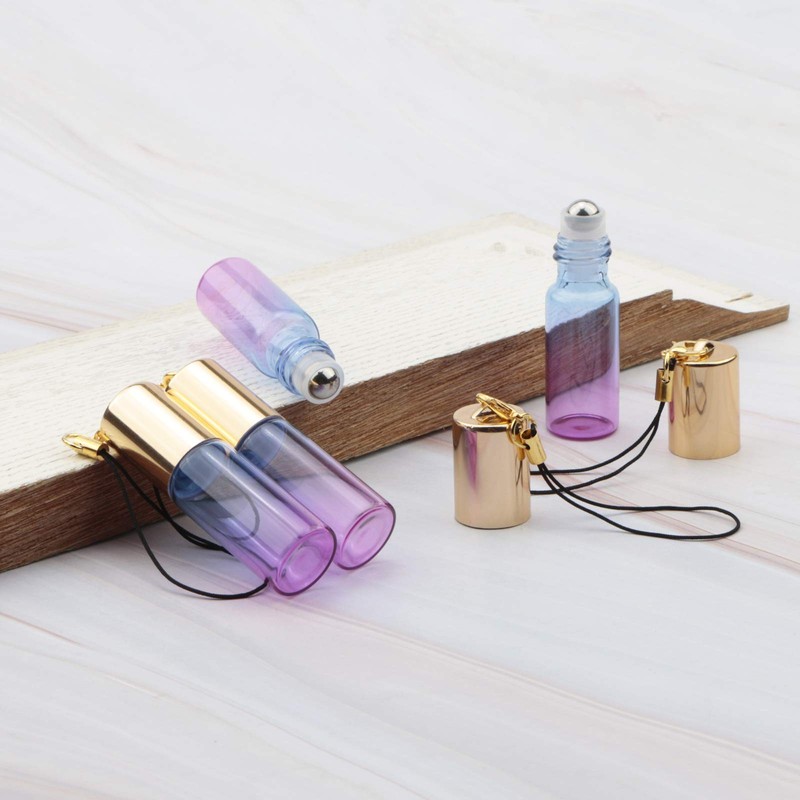 Newzoll Glass Roller Bottles, 5ml Mini Blue Purple Gradient Roll