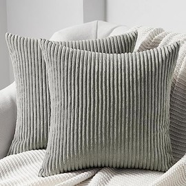 Topfinel Corduroy Cushion Covers 16x16 Inch, Decorative Throw Pillow Covers Square Cushion Case, Pillow Cases for Sofa (Light Gray 40x40cm)