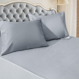 1000 Thread Count 100% Egyptian Cotton Pillowcases for Sleeping,Satin Pattern Gray, Envelope Closure Pillowcases Silk Soft Bed Pillow Cover(2 Pcs Queen, Gray)