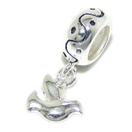ICYROSE Solid 925 Sterling Silver Dangling Dove Charm Bead