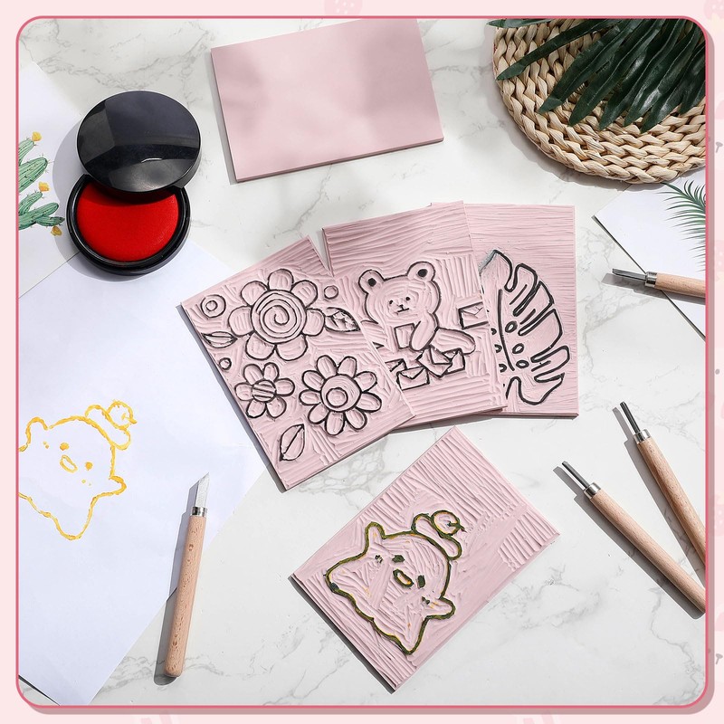 Frienda 30 Pack 4"x6" Rubber Carving Blocks Rubber Stamp Carving