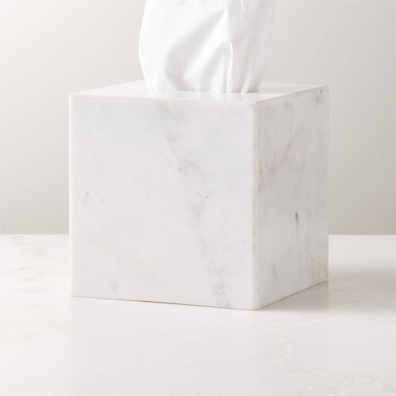 Generic White Marble Bath Accessories (Tissue Box Holder)