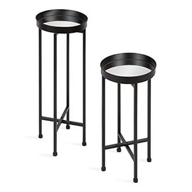 Kate and Laurel Celia Modern Side Table, Set of 2, Black, Sophisticated Metal End Tables for Storage and Display