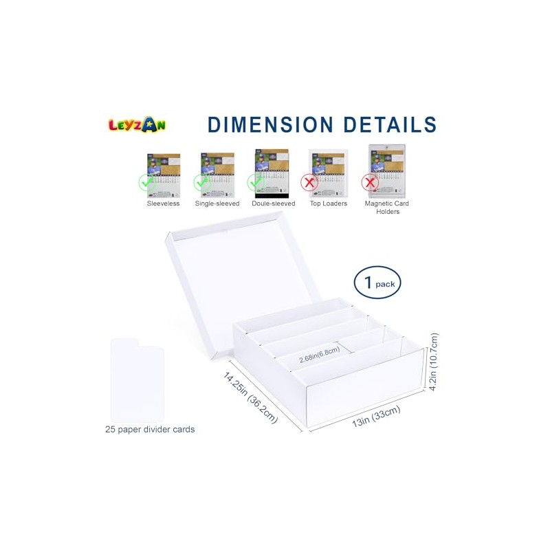 5 Row Trading Card Storage Box, 1 Pack Cardboard Storage