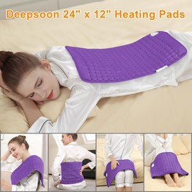 Deepsoon Heating Pad,Electric Heating Pads for Back,Neck,Abdomen,Moist Heating Pad for Shoulder,Knee,Arms,Legs,Dry/Moist Heat & Auto Shut Off,Christmas Gifts for Men and Women,Dark Purple,24x12 Inch