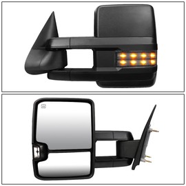 Auto Dynasty Left Side Black Power Heated Smoked LED Turn Signal Light Tow Mirror Compatible with Silverado Tahoe Sierra Yukon