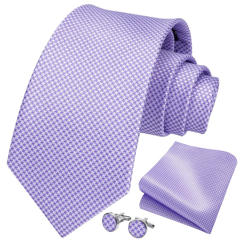 HISDERN Purple Ties for Men Striped Mens Ties Silk Necktie