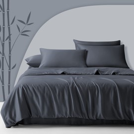 Fittia Lyocell Bamboo Cushion Cover Bamboo Fibre Pillowcase Silky Soft Cooling Breathable with Concealed Zip Grey 80 x 80 cm Set of 2