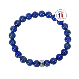 Attraction Zen Expression Lapis Lazuli Bracelet from Afghanistan - Certified Natural Stones - Stainless Steel with AZ Pearl - Extendable Bracelet - Handmade - 8 mm Stones, Stone, Natural stones