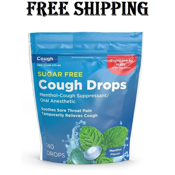 Branded Basic Care Sugar Free Menthol Cough Drops, 140 count