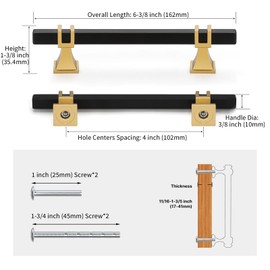 Lepatape 5 Pack 4 Inch Black and Gold Cabinet Pulls Black and Gold Cabinet Handles Kitchen Cabinet Pulls Dresser Drawer Pulls Kitchen Cabinet Hardware