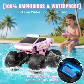 Remote Control Car, Unicorn Amphibious RC Cars for Girls Boys, 2.4GHz Waterproof Monster Truck All Terrain Off-Road Vehicle, 360° Flips RC Crawler, Toys Gifts for Age 6 7 8 9 10+