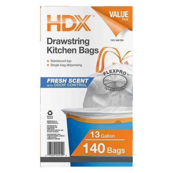HDX 13 Gal. Flexpro Kitchen Bag with Fresh Scent (140-Count) - 1 Pack