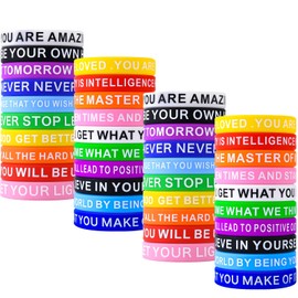SlocciPro 20 Pieces Motivational Quote Rubber Wristbands Colored Inspirational Silicone Bracelets Stretch Unisex Wristbands for Men Women Teens, 20 Styles