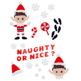 Christmas Elf Gel Window Stickers Decoration Set of 2 - Naughty or Nice 8521