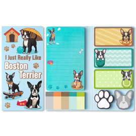 Xqumoi Xqumoi I Just Really Like Boston Terrier Sticky Notes Set, 550 Sheets, Cute Boston Terrier Self-Stick Notes Pads Animal Divider Tabs Bundle Writing Memo Pads Page Marker Back to School Office Supplies