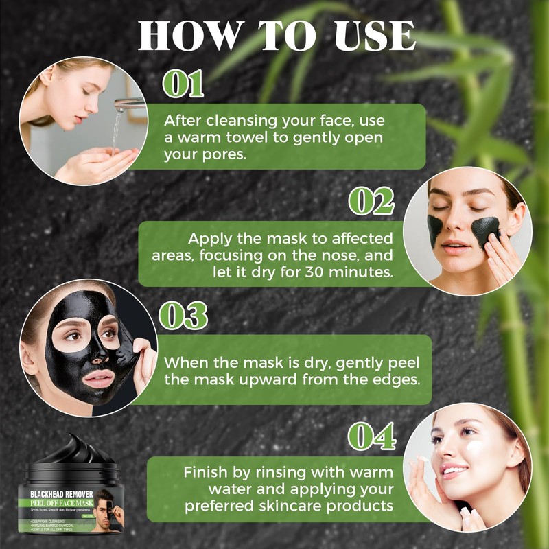 Tailgenci Blackhead Remover Mask, Charcoal Peel Off Face Mask for