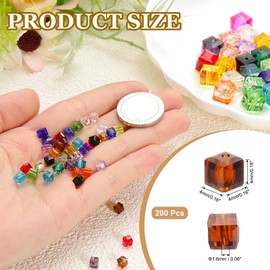 PATIKIL 4mm Crystal Glass Cube Beads, 200 Pcs Square Glass Beads Loose Glass Beads for Multi Cord Bracelet Jewelry Making Necklace Earrings Decorations, Dark Brown