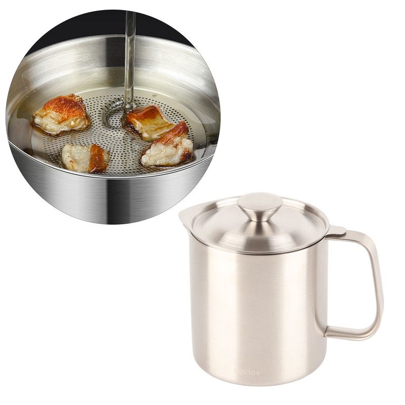 Grease Container 304 Stainless Steel Dustproof Large Capacity Fine Strainer