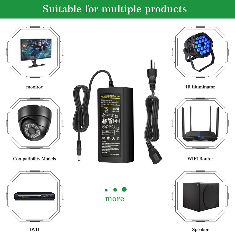48v Power Supply 48V 3A Power Adapter AC 100-240V to