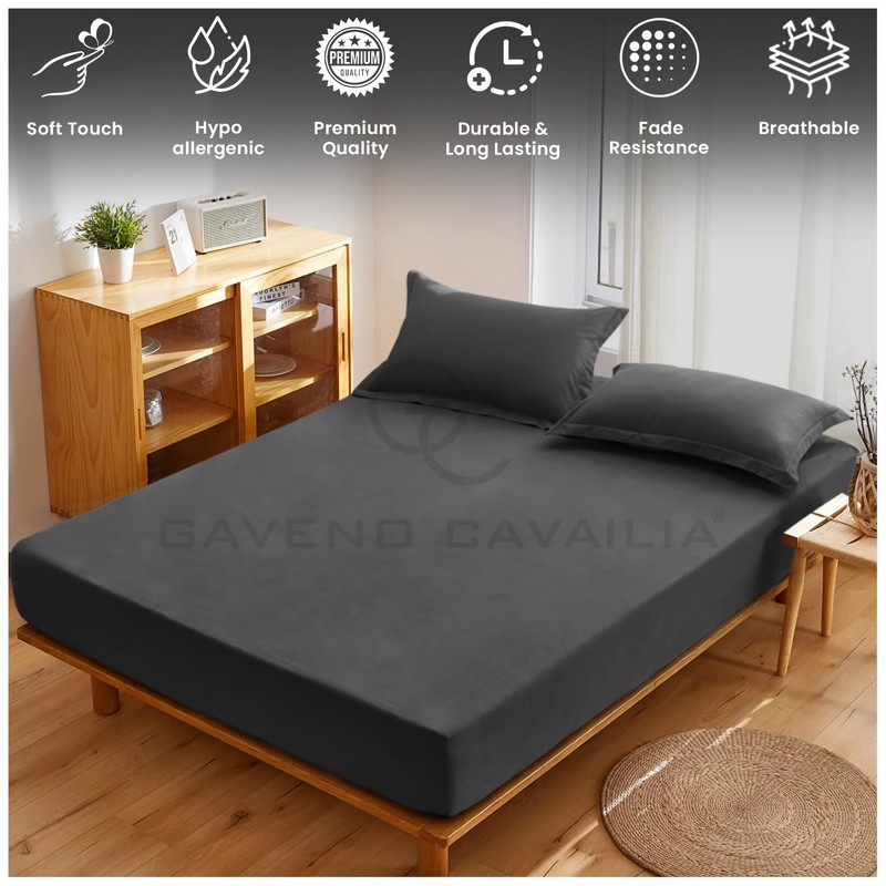 Super Soft Polycotton Percale Sheets, Plain Dyed Bedding Bedsheets, Non