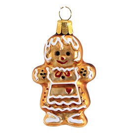 Golden Bell Collection Czech Gingerbread Girl Glass Tree Ornament Nvv144 Christmas Cookie 2.75In (1Pc)