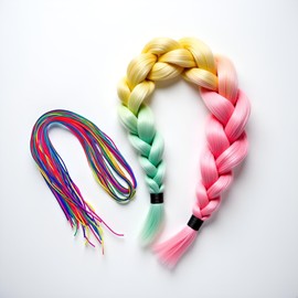 32 Pcs Colored Hair Strings For Braids Gradient Color Hair Rope Band Hair Wrap String Hair Ribbons Rainbow Braiding Hair Tie Elastics Hair Accessories for Women Girls, Elastics and Ties