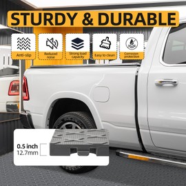 Garage Floor Tiles, 48 Pack 12" x 12" Interlocking Flooring Tile, Non-Slip Diamond Plate Floor Covering for Garages, Warehouse, Basements, Gyms Grey