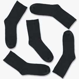 KOOOGEAR 5 Pairs Kids Bamboo Ankle Socks Boys Girls Kids Back to School Cotton Rich Plain Ankle Socks (UK, Age, 9 Years, 12 Years, Regular, 5 Pairs Black)