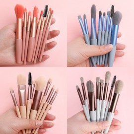 8-Piece Portable Makeup Brush Set with Clear Zipper Bag 8-piece set Blue 15ea