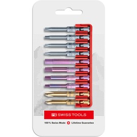 PB Swiss Tools BitBlock with 10 Cross Torx Hexagon Socket Bits PB E6.700 | 100% Swiss Made | Handy Bit Set for Standard Applications in Industry and Crafts