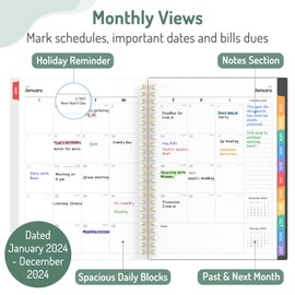Forvencer Academic Planner 2024-2025, Weekly & Monthly Planner (July 2024 - June 2025), 6" x 8.3", Calendar Planner with Tabs, Agenda Book School Planner for Student Teacher, Flexible Cover, Black
