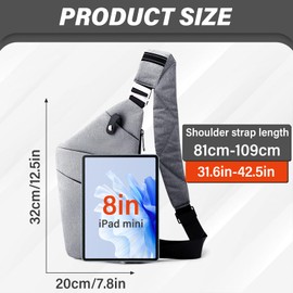 FuninCrea Anti Theft Sling Bag Men Should Bag, Personal Flex Bag with 5 Pockets and Reflective Strip, Anti Theft Crossbody Bag Chest Bag with Detachable Shoulder Strap (Right Shoulder, Grey)