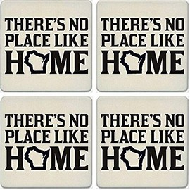 CoasterStone Portavasos absorbentes (juego de 4), No Place Like Home Wisconsin, 4-1/4", 1