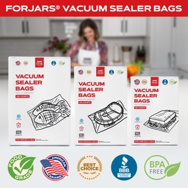 ForJars Vacuum Sealer Bags For Food Storage - Method Sous Vide Cooking - Pack of 100 count Pre-Cut Size Bags, Perfect for Food Storage and Cooking - Ideal for Home and Commercial Use (8x12 (100pcs))