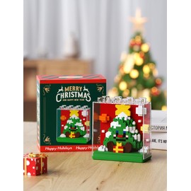 Christmas building blocks particle assembly puzzle snowman Christmas tree boy girl gift free assembly building blocks - Color: Santa Claus