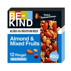 BE-KIND Riegel, glutenfreie Snack-Riegel, Almond & Mixed Fruits, hoher Ballaststoffgehalt, ohne künstliche Farb-, Aroma- oder Konservierungsstoffe, 12 x 40g