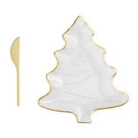 Mud Pie Christmas Tree Gold Christmas Cheese Plate Set